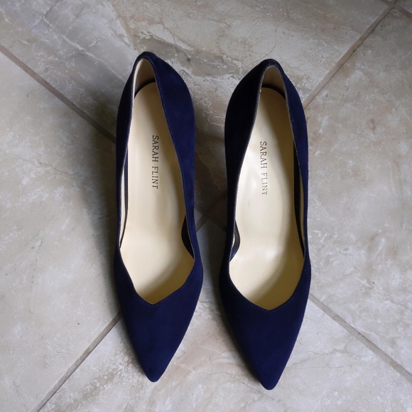 New! 🎉HP🎉 Sarah Flint Navy Blue Suede 85mm Perfect Pump Euro 40 US 9 - Picture 3 of 9